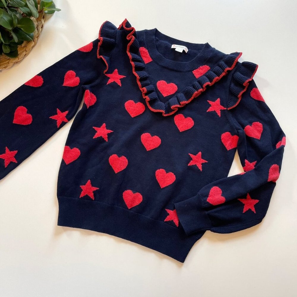 Crewcuts Navy Blue Heart Sweater | Size 10